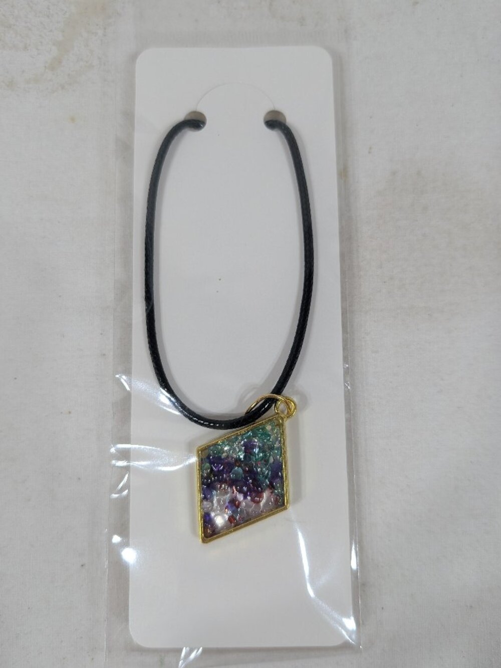 Multi-Colored Stained Glass Textured Necklace
